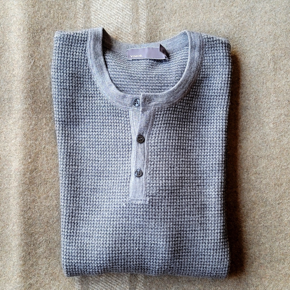 Vince Wool/Silk Knit Gray Henley